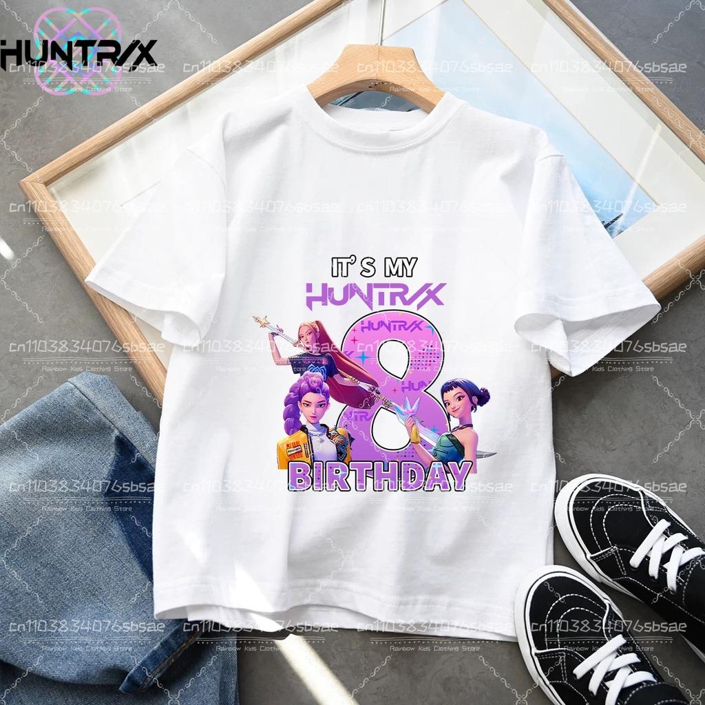 Kpop Dämonenjäger Nummer T-Shirt Kawaii Rumy Geburtstagsoberteile Partykleidung Mädchen T-Shirt Sommer Kurzarm Baumwolle Kinderkleidung Boutique