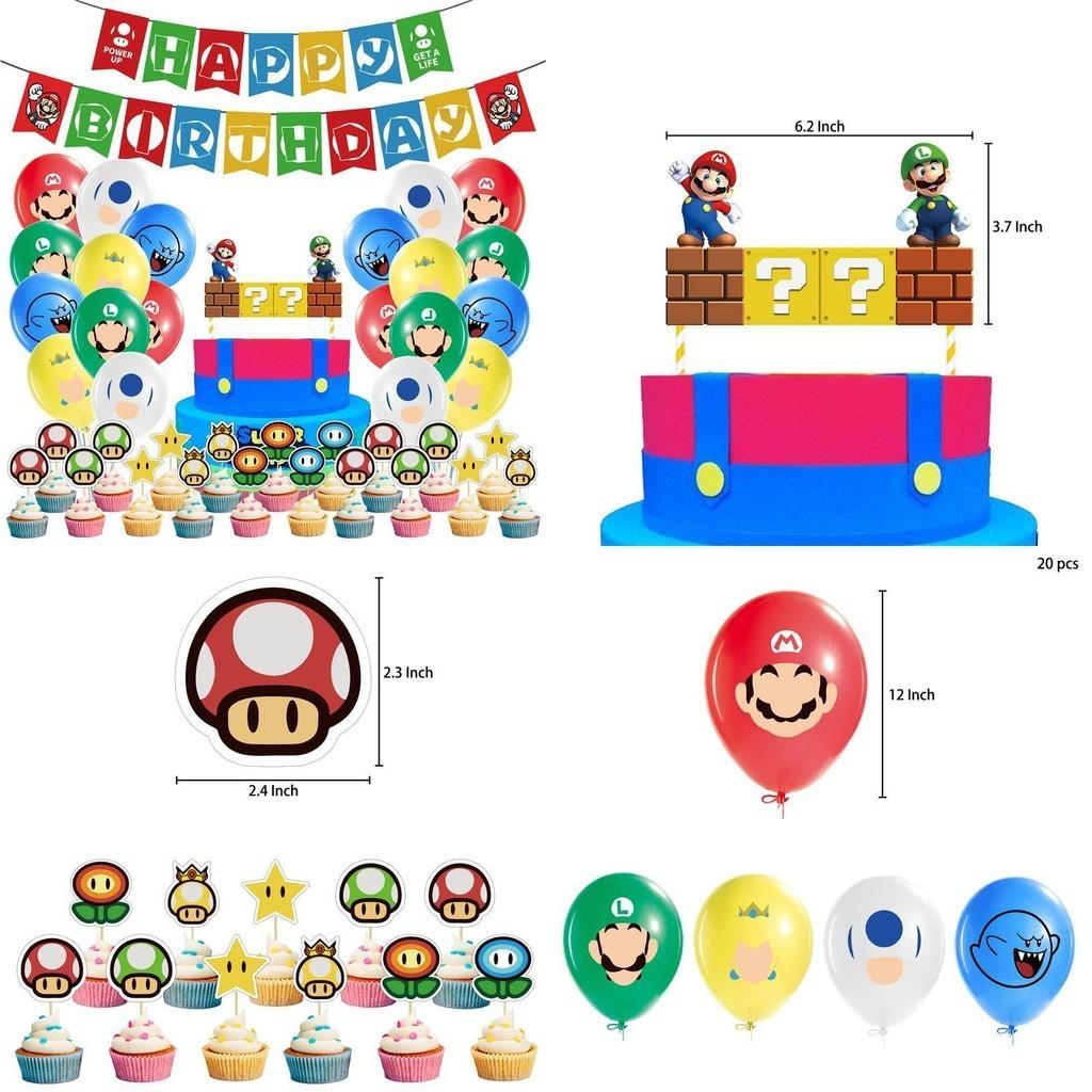 Super Mario Kids Birthday Party Decor Suit Features Colorful Balloons And Cheerful Banner For Celebration