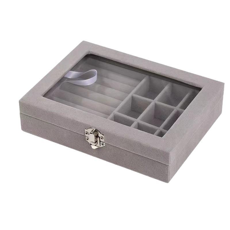 Elegant Petite Single-Compartment Jewelry Box - Secure Lock Clear Glass Lid Dust-Proof for Tiny Trinkets