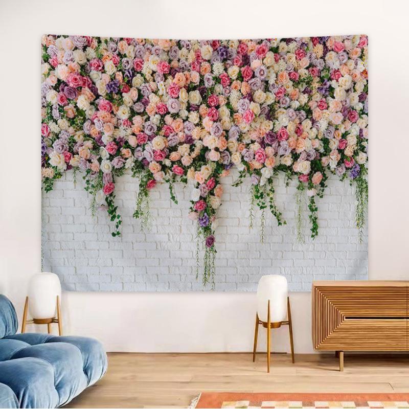 

Пасторальний гобелен із квітами троянд. Весняний гобелен. Фонова тканина. HD, що висить. Гобелен із тканини. Домашній декор. Домашній декор із встановленням фурнітури. 230*180cm