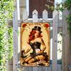 Vintage Tattooed Lady Playing Cards Metal Wall Art   Retro Sewing Room Decor IndoorOutdoor Hanging Sign with Floral