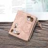 Fashion Cowboy Style Wallet Cat Embroidery Pattern Large Capacity Buckle Phone Pocket Bag Coin Purses for Women Men