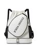 Dual-Use Sports Backpack: Wet/Dry Separation for Badminton & Tennis, Drawstring Closure, Shoe Compartment, Printed Logo