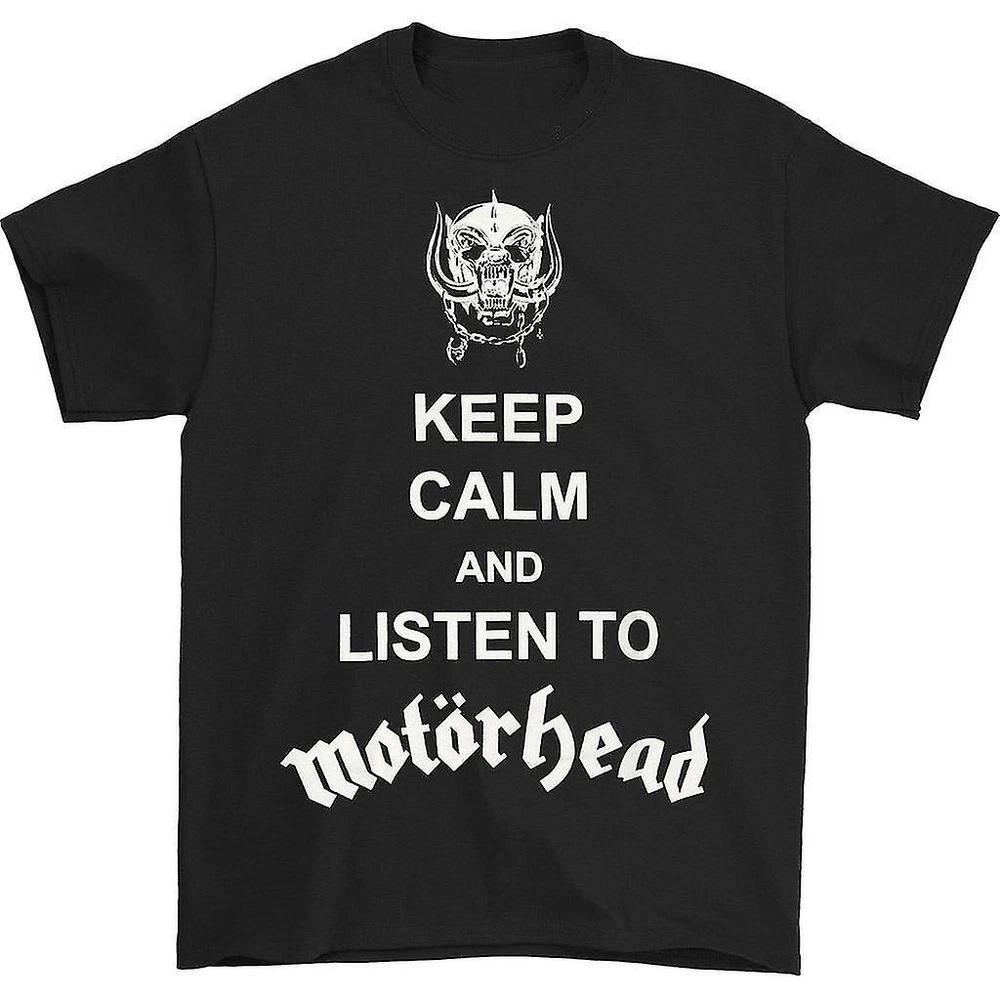 Officially licensed Keep Calm and listen to Motorhead Unisexs Black T Shirt S