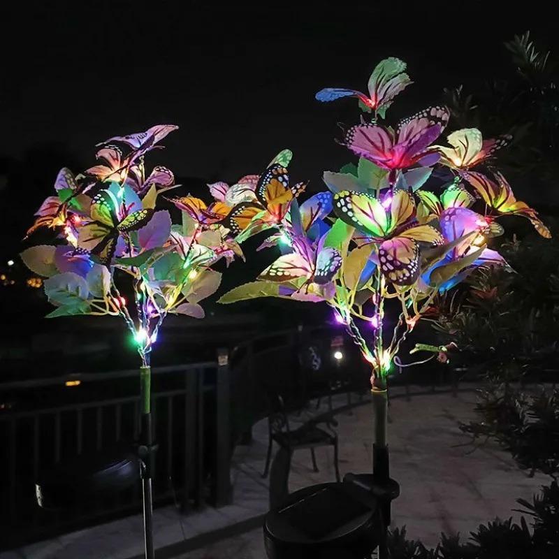 Garten Lichter Solar Simulation Blume Schmetterling Baum Rasen Licht Boden Stecker Lampe Wasserdicht Rasen Licht Urlaub Weihnachten Decor