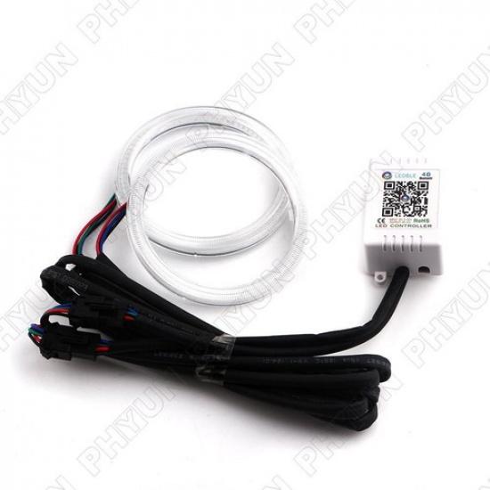 2x Universelle 80mm LED RGB Auto Engelaugen Scheinwerfer Halo-Ringe Dekorationslampen