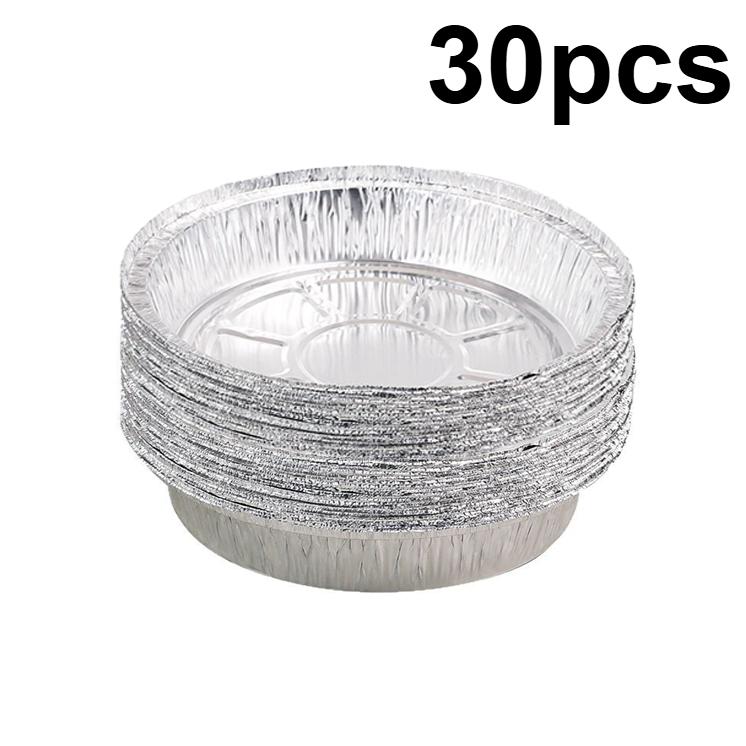 20PCS Air Fryer Special Aluminum Foil Tin Foil Tray One-time Thickened Circular Household Dessert Baking Barbecue Tin Paper Box