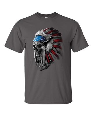 Trenz Shirt Company Patriotic Chief Skull Unisex Short Sleeve T-Shirt