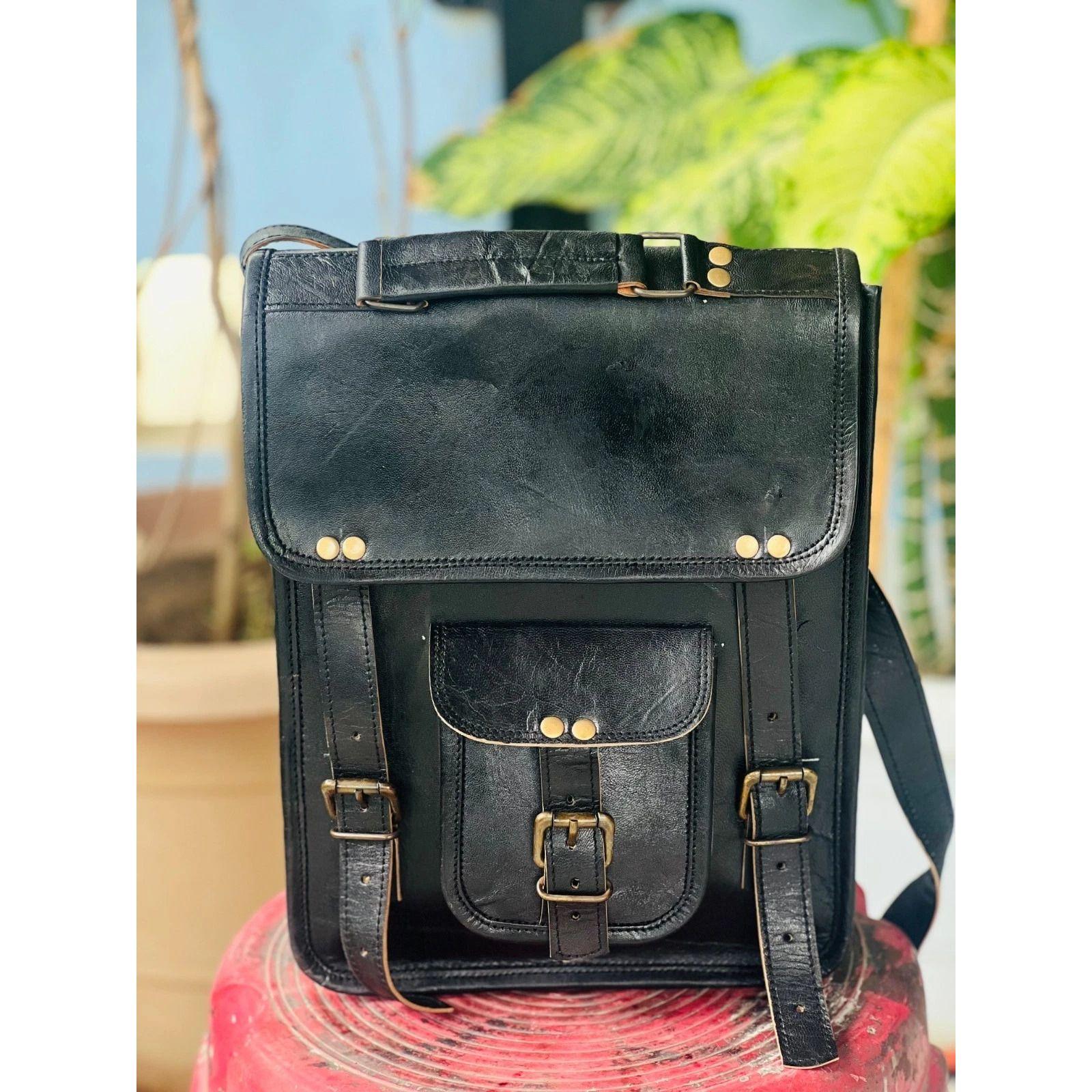 

Черная сумка-сатчел мужская кожаная сумка-слинг козья натуральная мессенджер винтажная на плечо 11 x 9 x 4 in