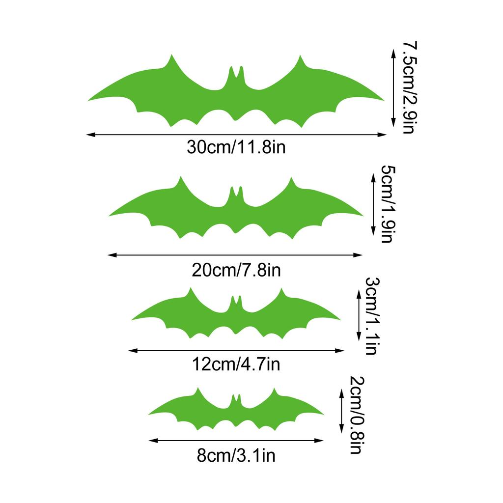 28pcs Luminous Bats Halloween Wall Decals Decoration Glow In The Dark Wall Decals 3D Scary Bats Wall Decor For Home Office
