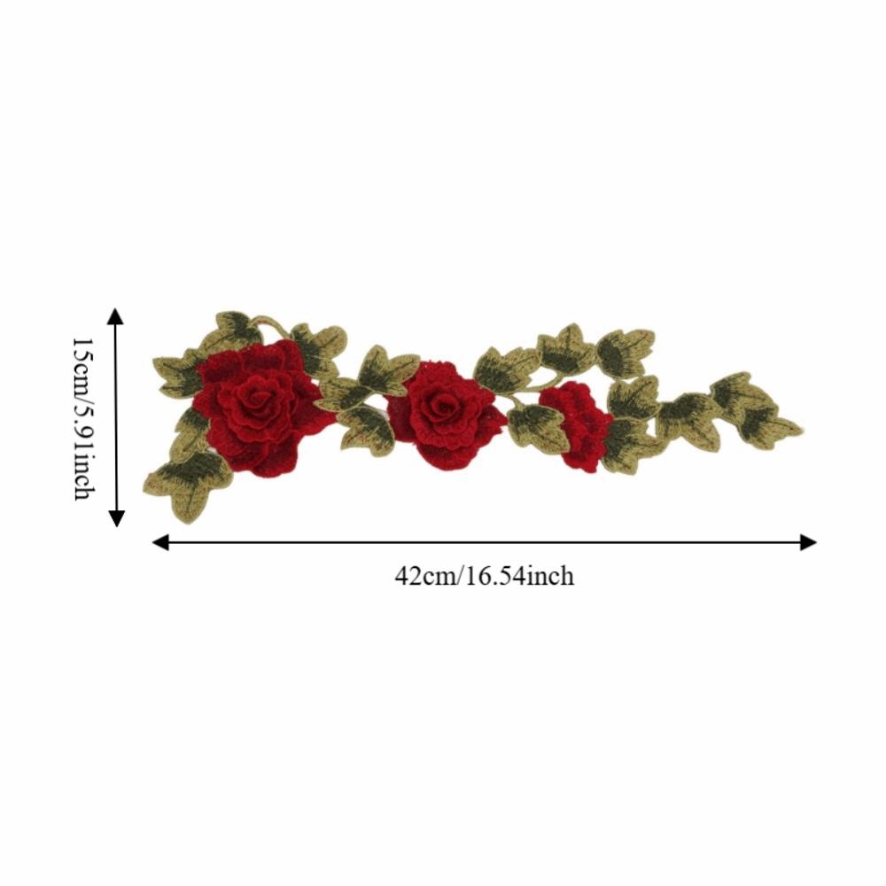 2pcs Delicate Flower Details Iron On Patches Bright Color Embroidery Sew on Patches  For DIY Crafts