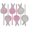 Maydahui Cute Fluffy Stuffed Rabbit Ballpoint Pen Set of 6 Black Ink Stylish Cute Rabbit Animal Gel Pen Stationery Writing Kids Students Office