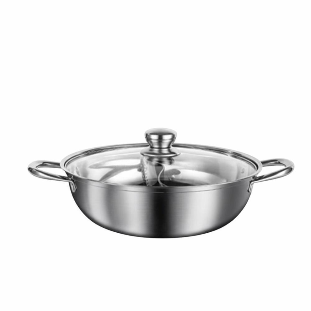 

Утолщенный горшок из нержавеющей стали для хот-пота без крышки, кастрюля для индукционной плиты, кастрюля для бульона, фестивали барбекю 30cm-With a lid