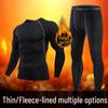 Men's Fleece-Lined Breathable Fitness Set: Warm Base Layer Tights & Long Sleeve Shirt for Running/Basketball