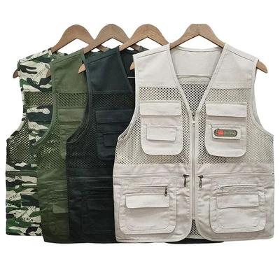 Leichte Netz-Utility-Weste für Herren mit mehreren Taschen, ärmellose V-Ausschnitt-Westen für Sommer, Outdoor, Reisen, Fotografie