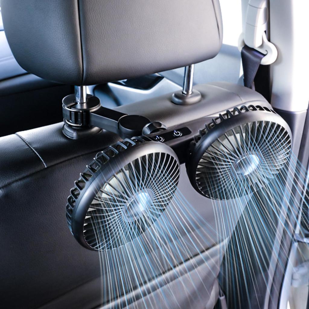 nediea Car Fan, USB Fan, For Car Fan, For Backseat Use, 10W, 5V/2A, Double-Headed