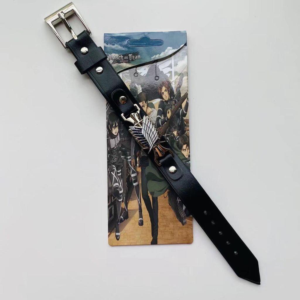 Anime Mix Faux Leather Bracelet: Attack on Titan, Naruto, Jujutsu Kaisen, Demon Slayer, Fairy Tail, Death Note.