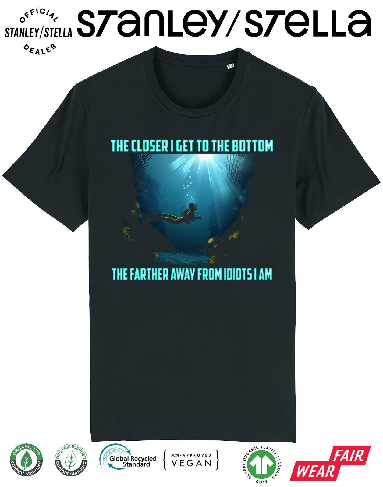 Mens Scuba Diving Funny T-Shirt Mens Womens Tees Top Closer To Bottom Farther Away From Idiots I Am 3XL