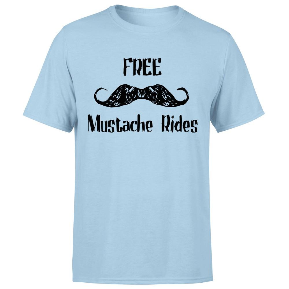 Free Mustache Rides Unisexs T Shirt Humor Funny Adults Short Sleeve Tee Top 2XL
