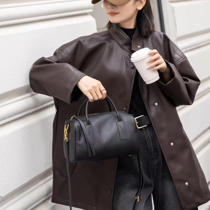 Leather women's bag new simple pillow bag first layer cowhide large women's handbag shoulder messenger bag