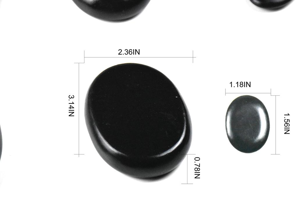 Windfulogo 12pcs Hot Massage Stone Set Natural Lava Basalt Warm Stone Spa Massage Stones Black