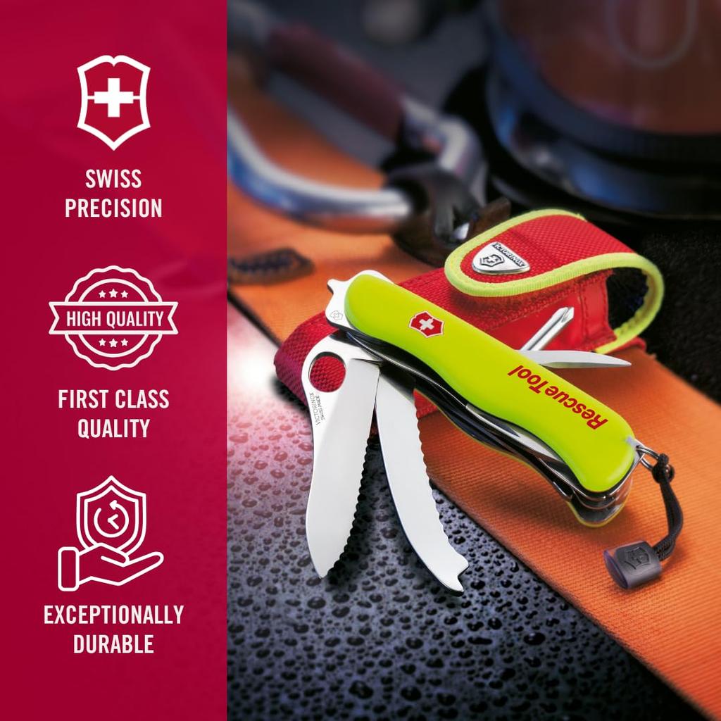 VICTORINOX Swiss Army Rescue Tool Multi-Function Knife Emergency Escape Seatbelt Cutter Glass Saw Window Breaker Nylon Case 15 Functions