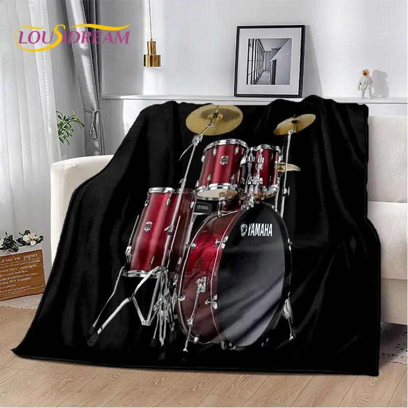 Kit de tambor musical, conjunto de instrumentos, cobertor de pelúcia macio, cobertor de flanela, cobertor para sala de estar, quarto, cama, sofá, piquenique, criança