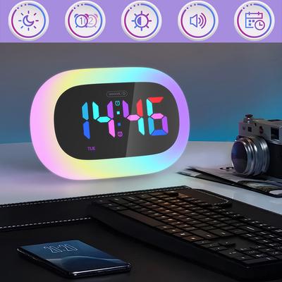 Kablosuz Renkli Gece Lambası Kompakt Başucu Lambası Taşınabilir Öğrenciler Çalar Saat Çok İşlevli
