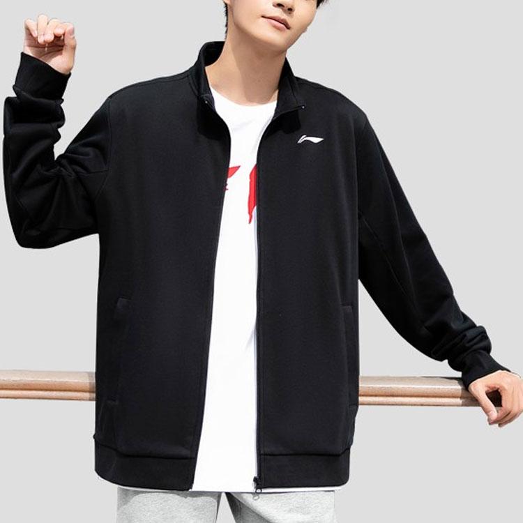 Li Ning Stand Collar Loose Jacket Men Jackets Black AWDRB23-1