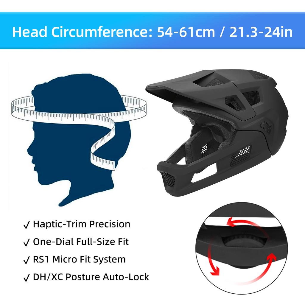 Mountain Bike Helmet Detachable Helmet Full Face Mountain Bike Helmet with Padding and + Silver Ion Straps