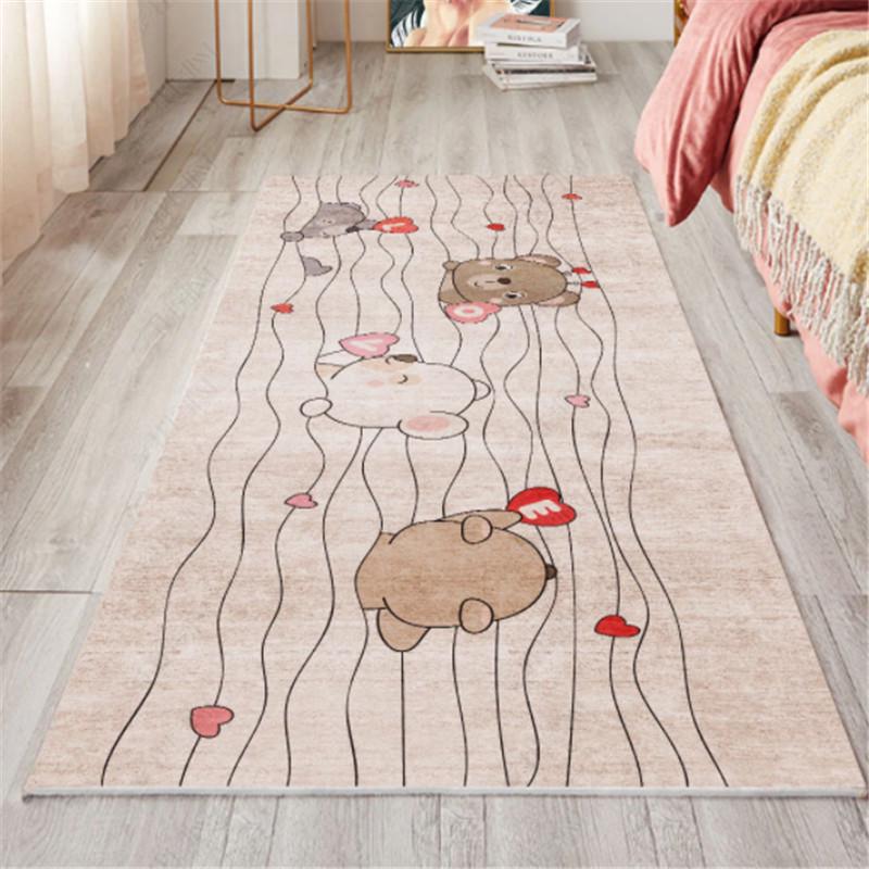 Internet Celebrity Style Bedroom Carpet: Cute Long Strip Washable Floor Mat for Under Bed or Bedside