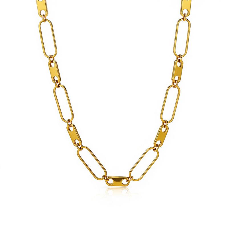 European and American wind titanium steel non-fading necklace Cuban chain splicing two-color necklace women's light luxury niche versatile jewelry