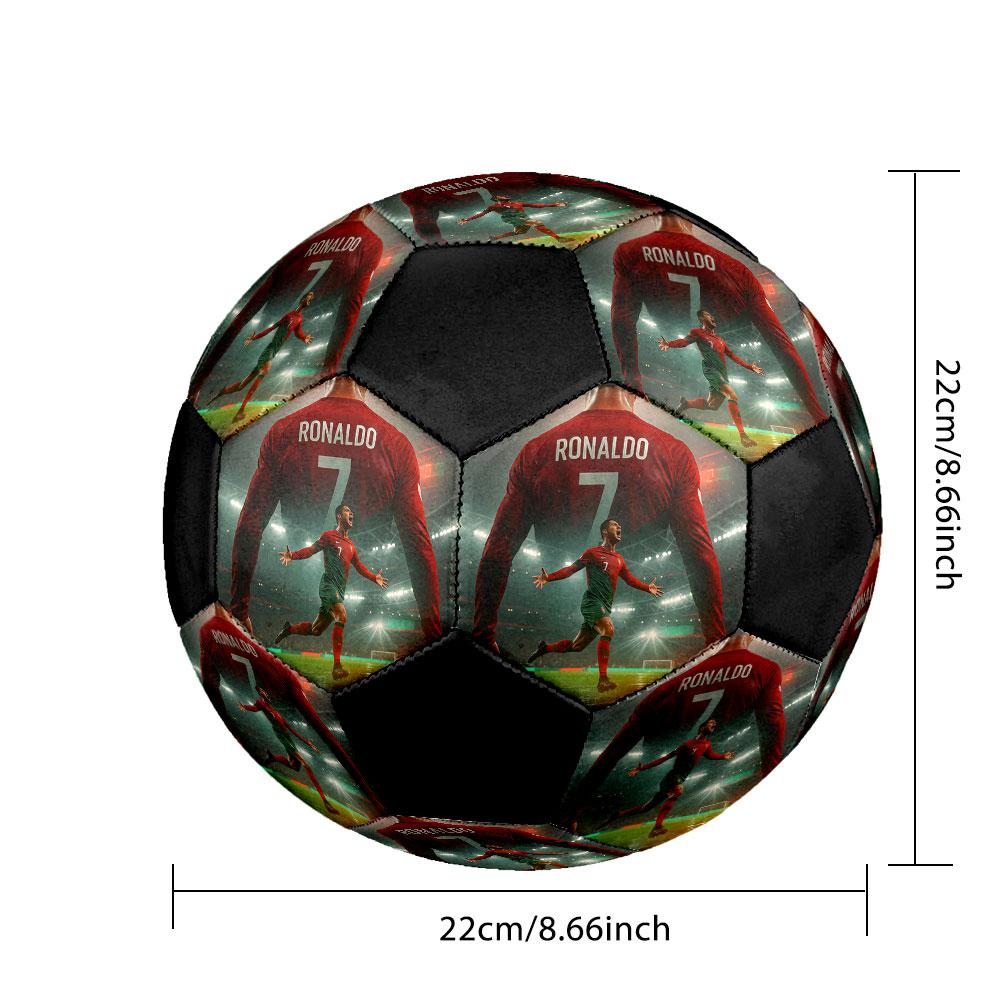 Cristiano Ronaldo Size5 Soccer Ball, Colorful, Suitable for All Ages, Machine-stitched, PVC Material, Competition Grade,durable and High Bounce