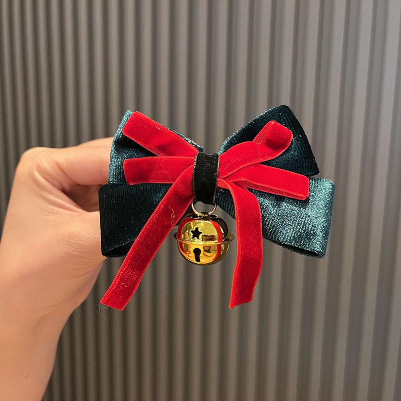 

Корейская двухслойная заколка-бант с колокольчиком - Рождественский принцессный аксессуар для волос для девочек