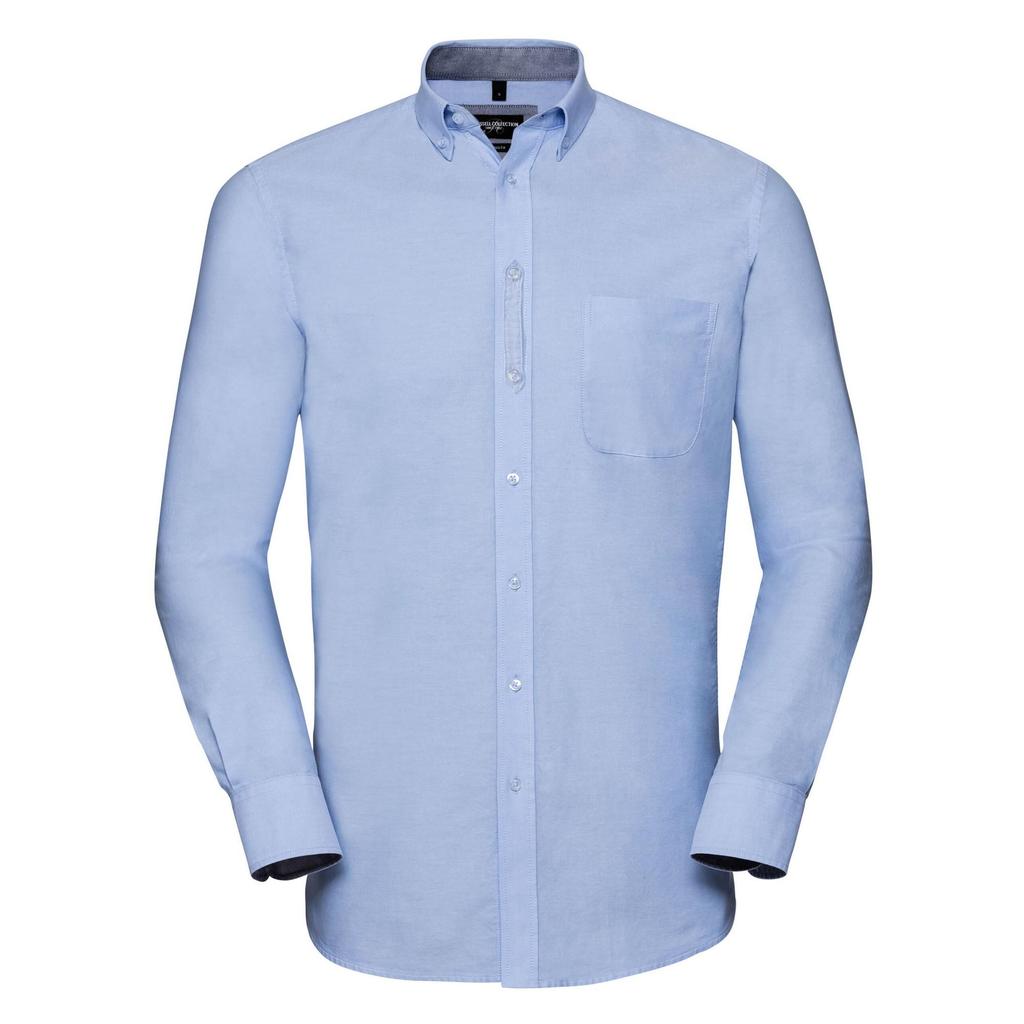 Russell Collection Mens Oxford Tailored Long-Sleeved Shirt