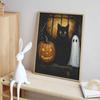 Halloween 5D DIY Diamond Art Painting Kit Black Cat Pumpkin Wall Decor Handmade Gift for Home Crafting Projects Room Wall Decoration