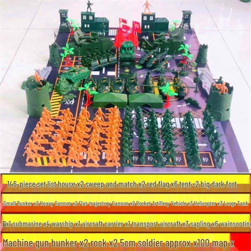 80s Nostalgic Toy Soldiers Sandbox Set: WWII Model Tank Battle for Kids
