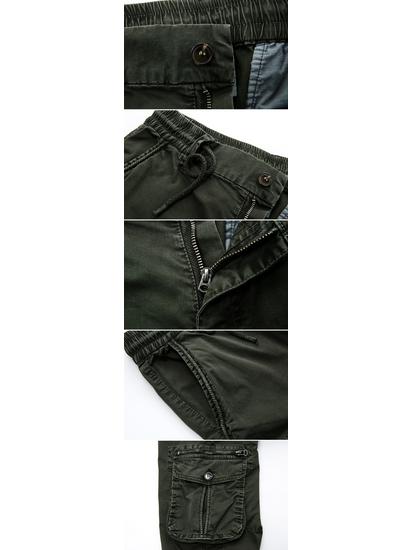 Men's European & American Cargo Jogger Pants - Autumn/Winter, Drawstring Elastic Waist, Casual Style