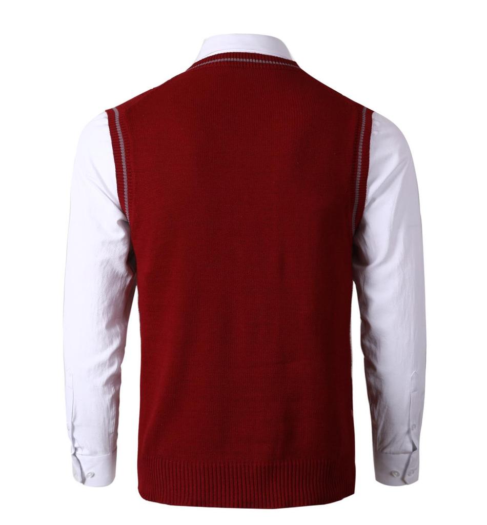 Męska dzianinowa kamizelka bez rękawów z dekoltem w serek - Rozmiar duży, Casualowa, pogrubiona kamizelka