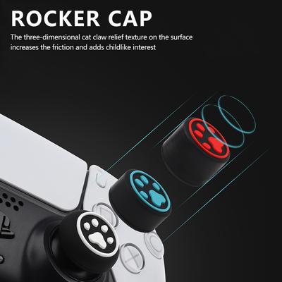 6pcs Protective Cover Anti Slip Silicone Thumbstick Grip Caps Cover Cat Paw Game Accessories for Switch Pro for PS4/XBOX ONE
