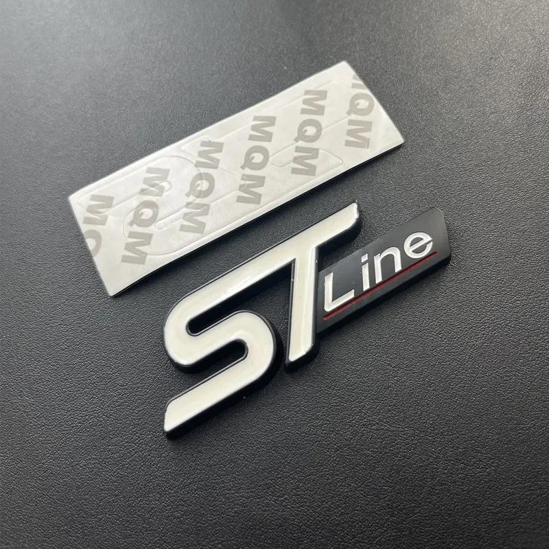 3D Metal ST Line Logo Car Front Grill Emblem Sticker Rear Trunk Badge For Ford Kuga MK3 MK4 S Max Focus Puma Fiesta Accessories