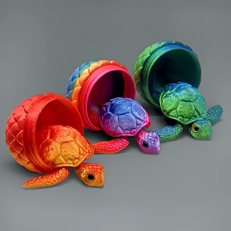 New Movable Sea Turtle Flexible Joint 3D Printed Sculpture With Eggs Fun Desk Ornament For Home Office Car Desk Decoration Gift
