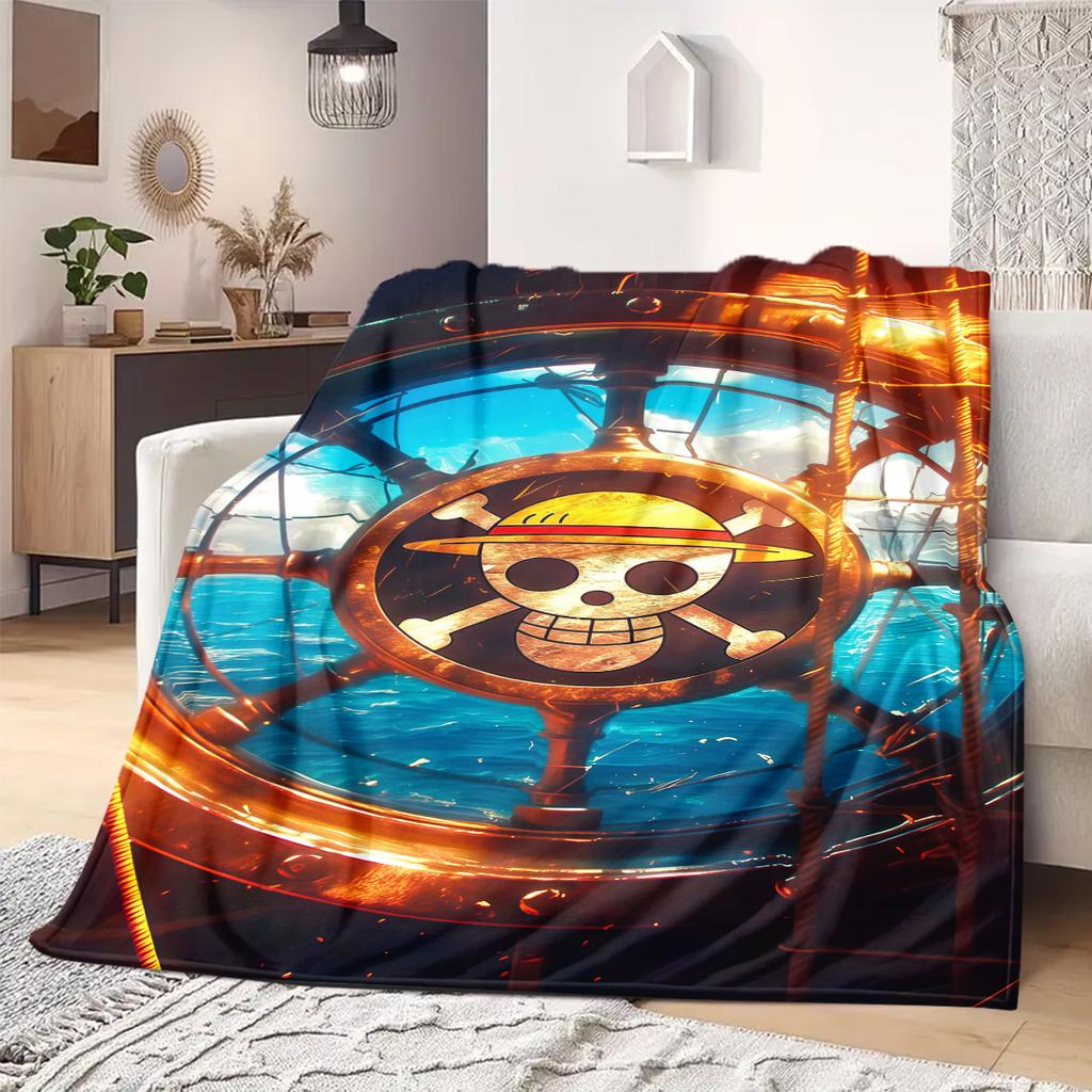 ONE PIECE Straw Hat Pirates Print Blanket Warm Comfortable Flannel Blanket Suitable for Bedrooms,Sofas, Beds,Chairs -QIAO114