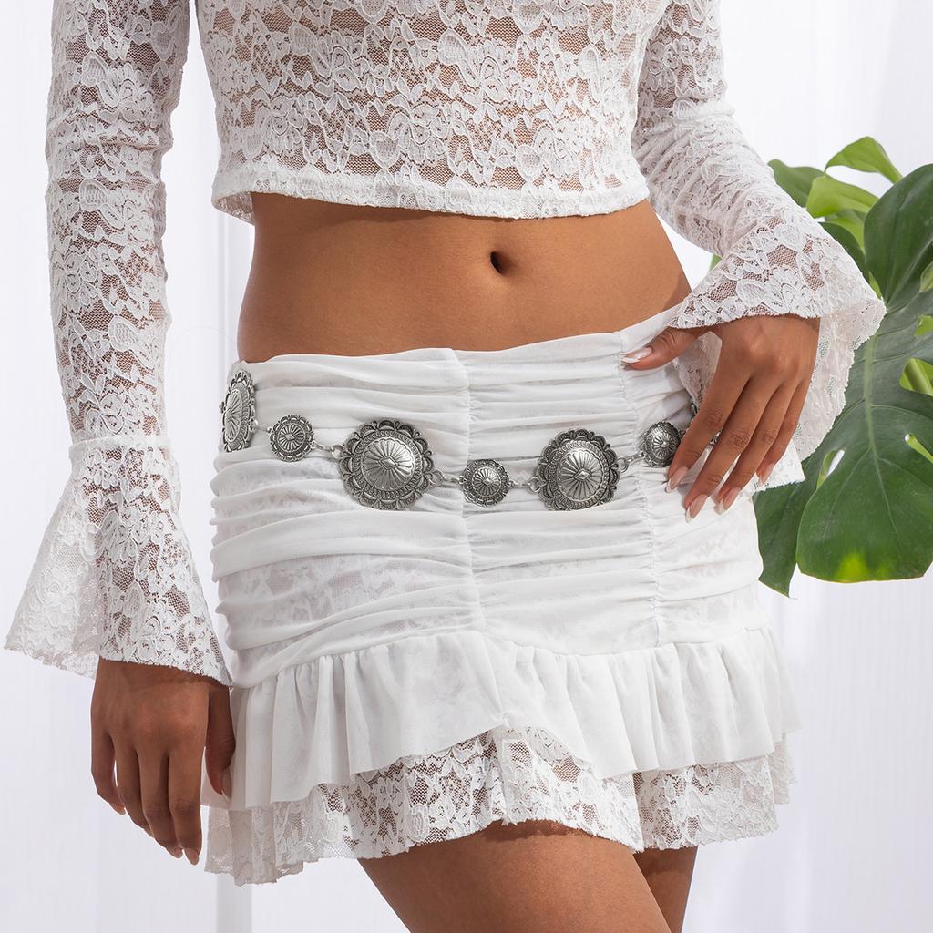 Y2K Adjustable Metal Belt Belly Chain for Women 2025 Trendy Jewelry Accessories Vintage Geometric Turquoise Body Chain