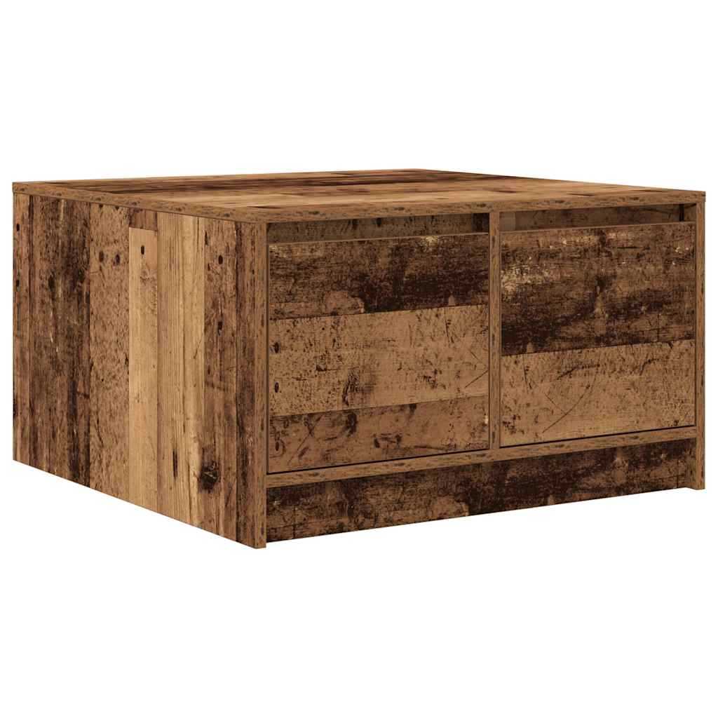Coffee Table with Drawers Rustic Wood Look 70.5 x 70 x 40 cm
