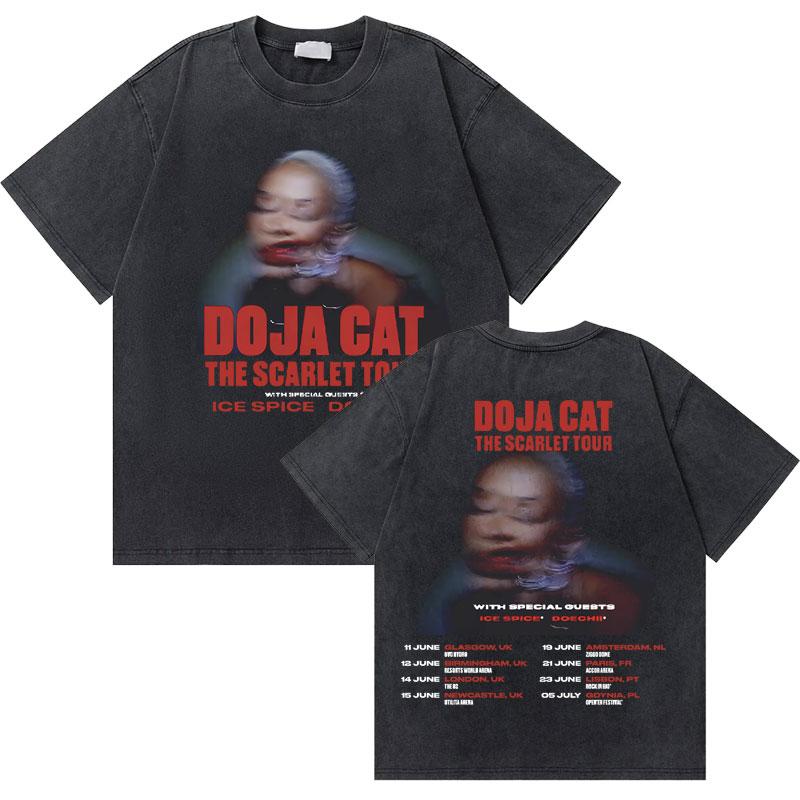 

Washed Vintage Rapper Doja Cat Ma Vie World Tour Tshirts Men Women Hip Hop Oversized Rose T Shirt Unisex Fashion Tshirt S