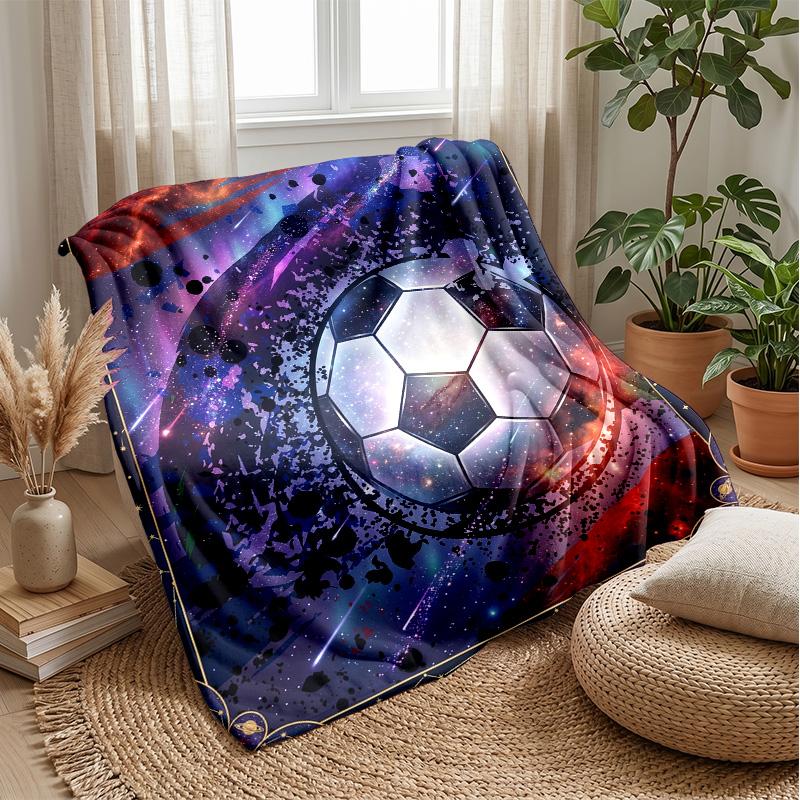 Space Soccer Ball Theme blanket Lightweight Warm Flannel Blanket Decorative Throw Blanket for Home Decoration
