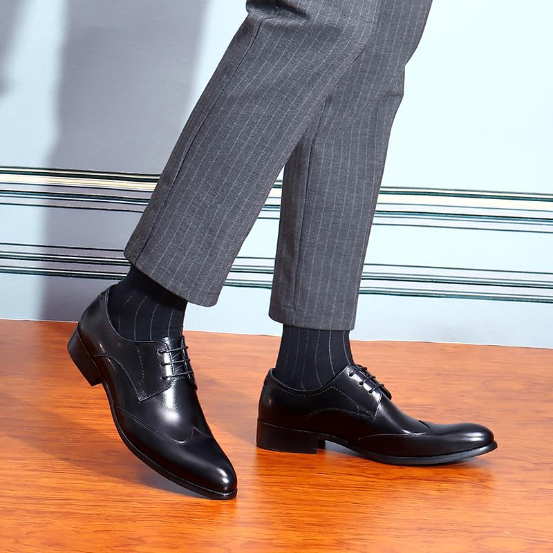 Business Outer Straight Wing Genuine Leather [ASTONMJAZZ] Shoes, Men's Shoes, Wings, Tip, Tip, Men's Leather, Shoes, Black/Wine Red/Brown (Black, 27.0