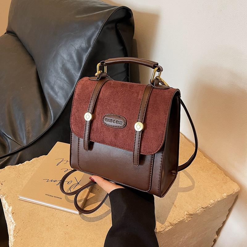 Versatile Small Bag Women's New Contrasting Color Fashion Backpack Commuter Messenger Bag