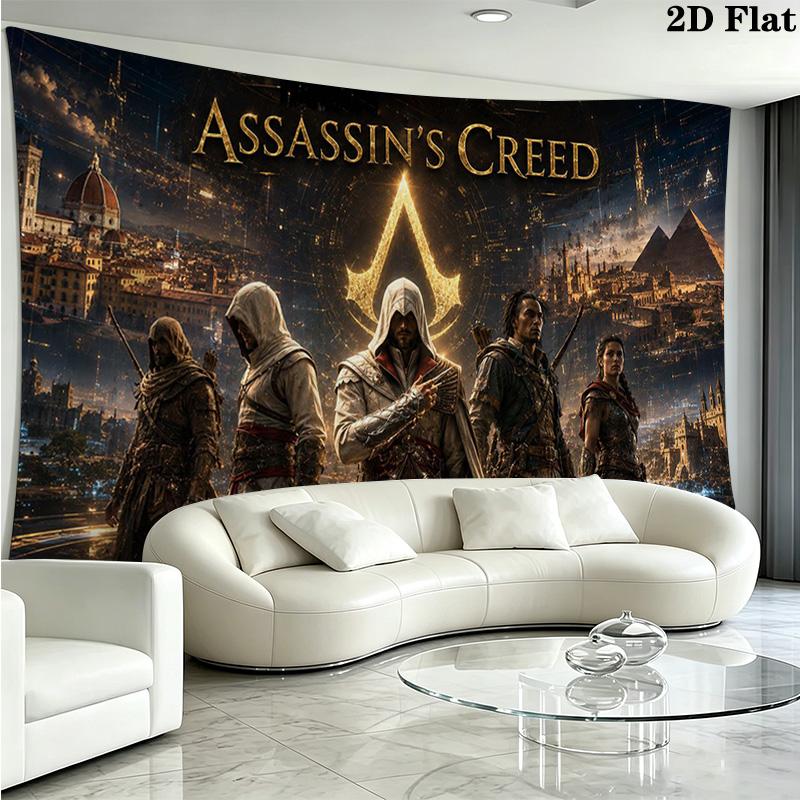Assassin Creed Wall Tapestry Aesthetic Wall Hanging Printed Fabric Blanket Decorative Tapestries for Bedroom Living Room Home Decor